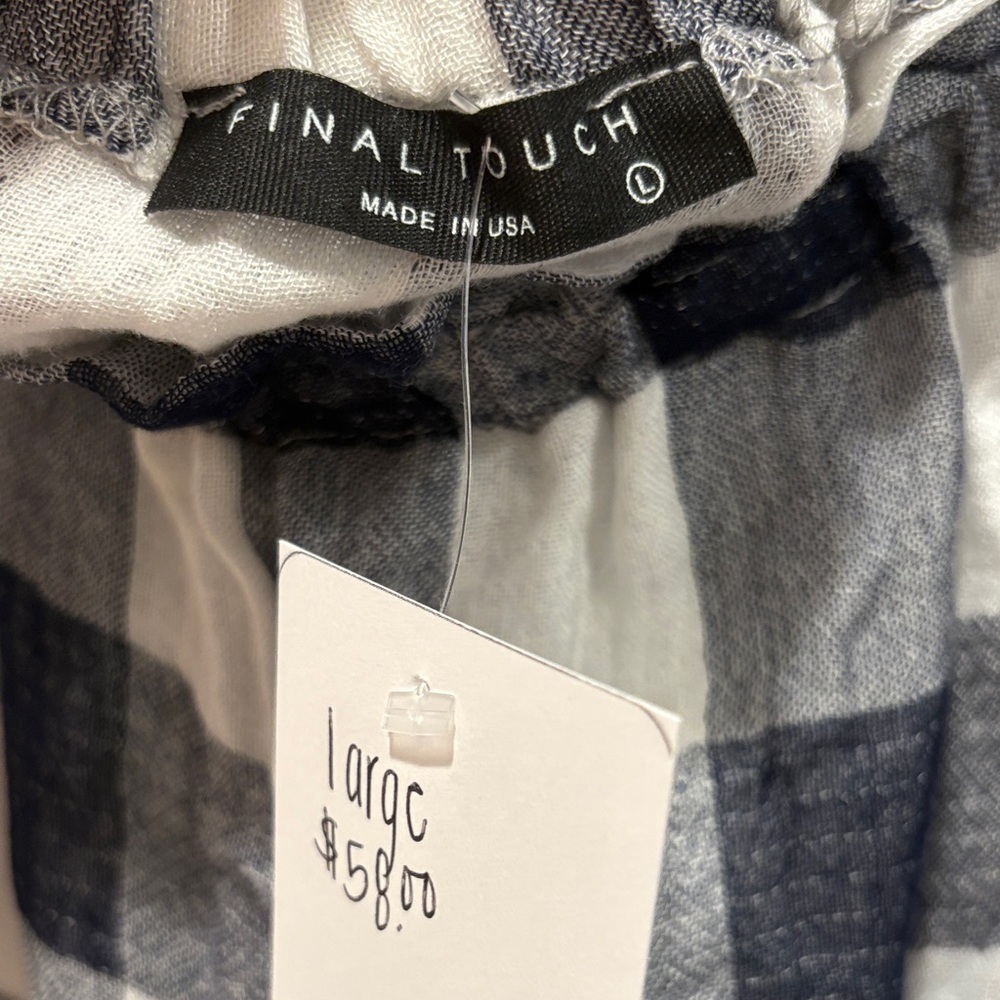 Final Touch Navy and White Checkered Romper - Picture 2 of 7